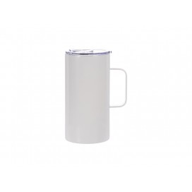 20oz/600ml Stainless Steel Mug with Handle & Slide Lid (White) (10/pack)